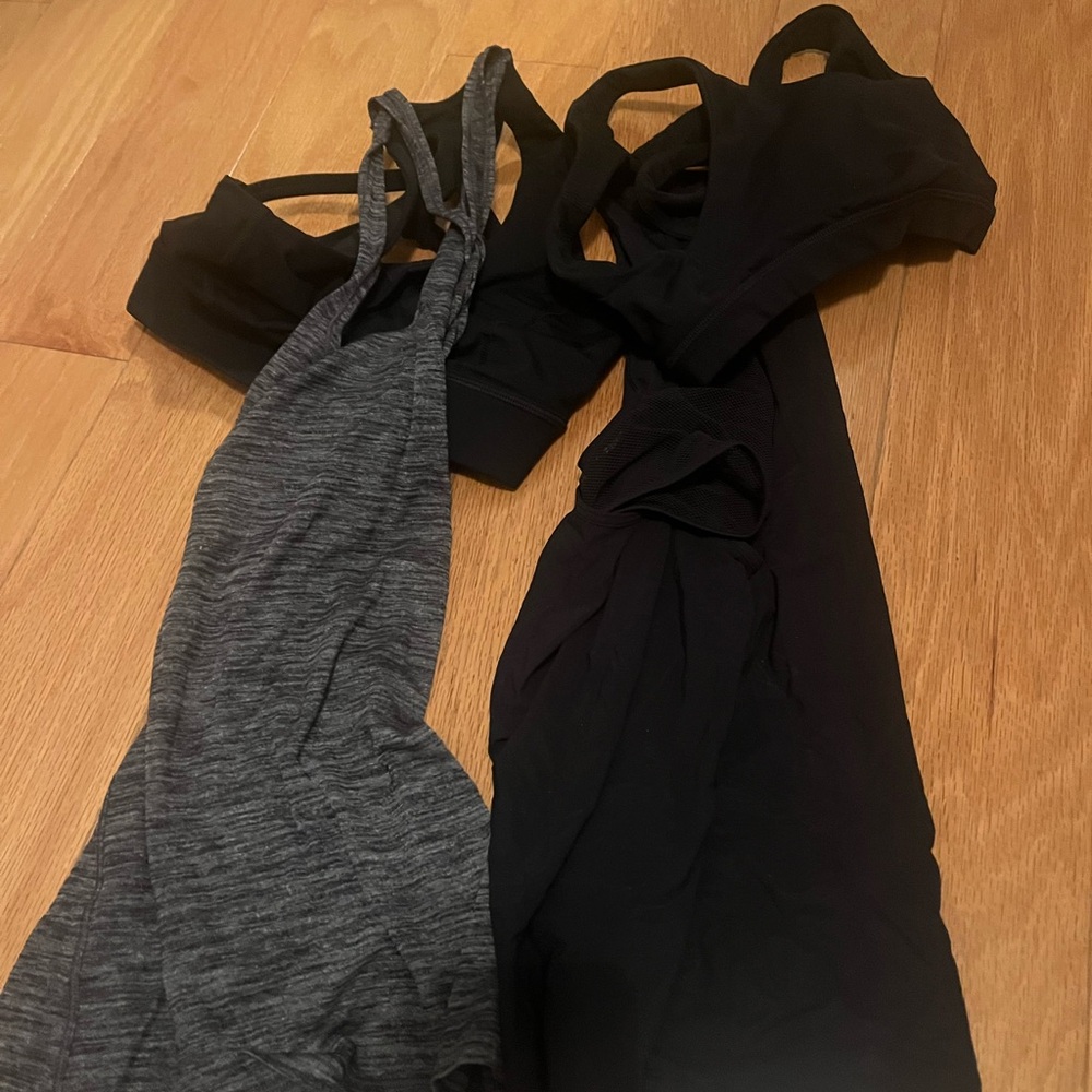 lululemon athletica Gray and Black Tank Tops